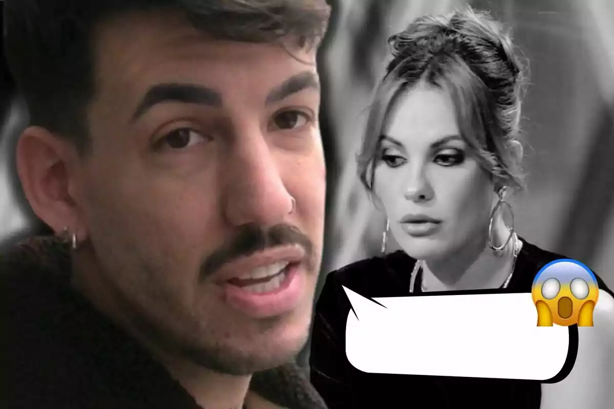 Luitingo and Jessica Bueno appear in a black and white image, with a surprised emoji in an empty speech bubble.