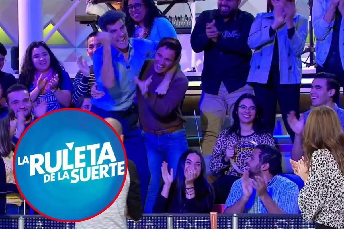 Montaje con el público de 'La Ruleta de la Suerte' y el logo del programa