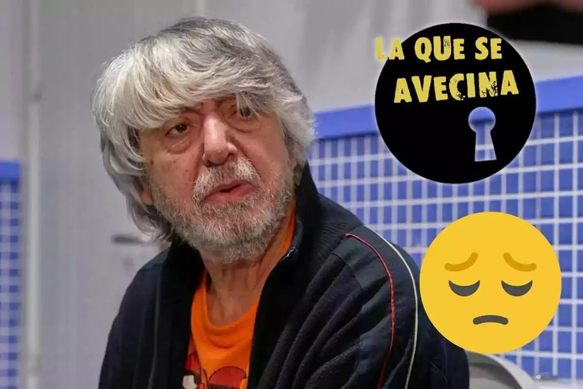 Ricardo Arroyo con cabello canoso y barba, junto a un logo de "La que se avecina" y un emoji de cara pensativa.