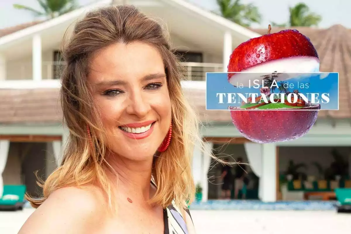 Montaje de Sandra Barneda sonriendo con el logo de La Isla de las Tentaciones al lado