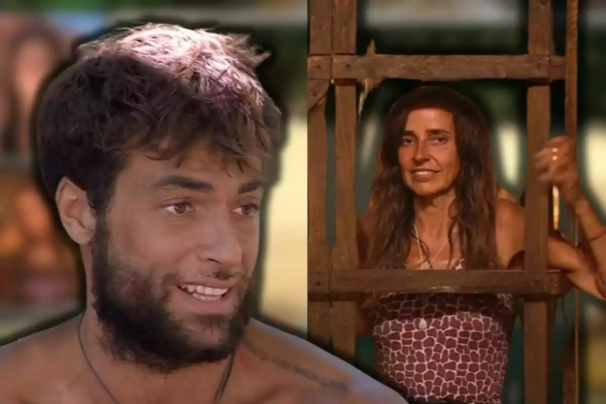 Montoya y Carmen Alcayde en un entorno al aire libre, una de ellas está en primer plano y la otra detrás de una estructura de madera.
