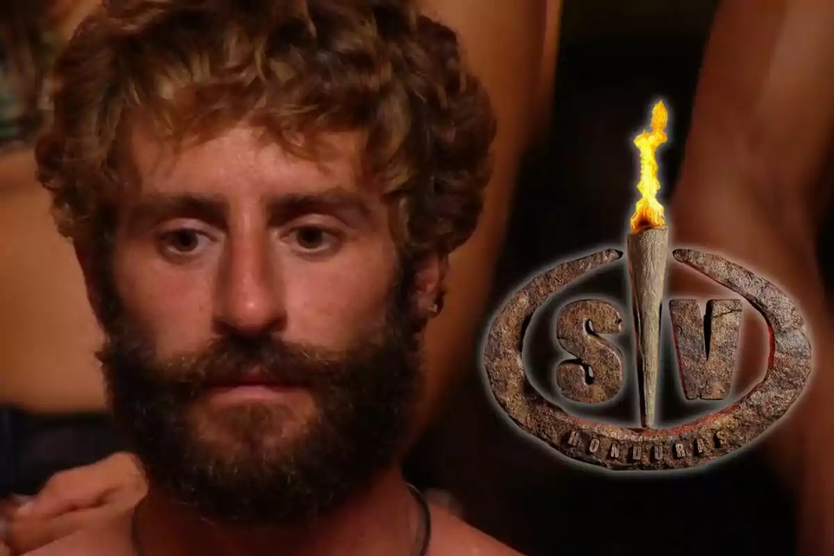 Pelayo Díaz aparece en primer plano con un logotipo que tiene una antorcha encendida y las letras "SV" a su lado.