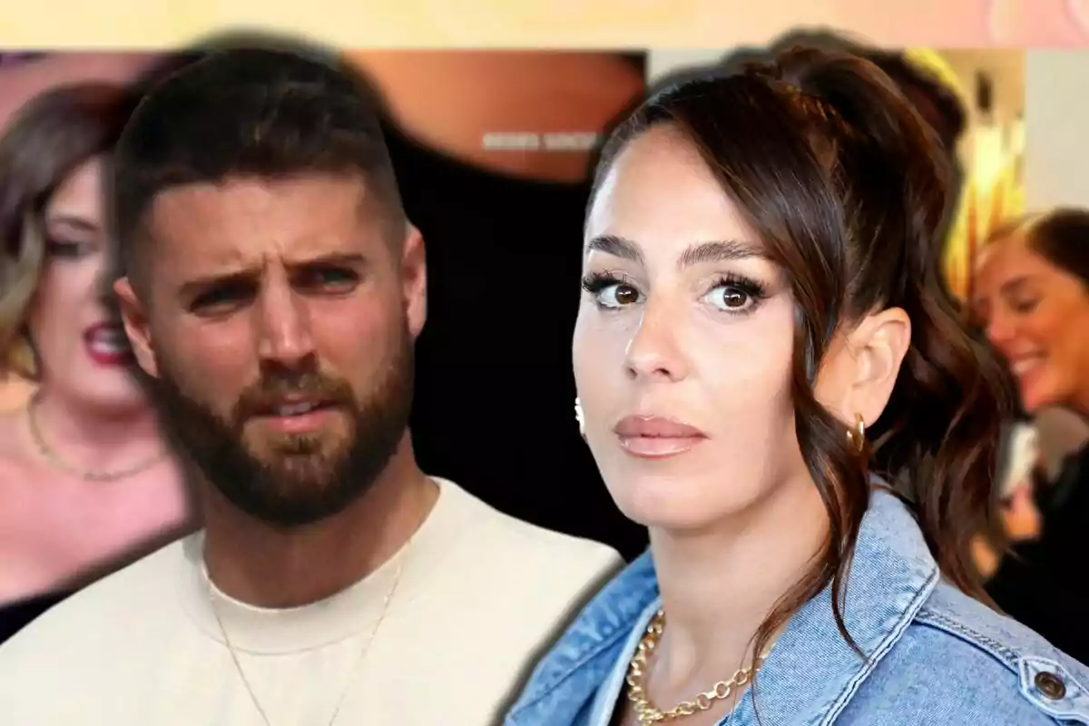 David Rodríguez y Anabel Pantoja mirando en direcciones opuestas con expresiones serias y un fondo desenfocado.