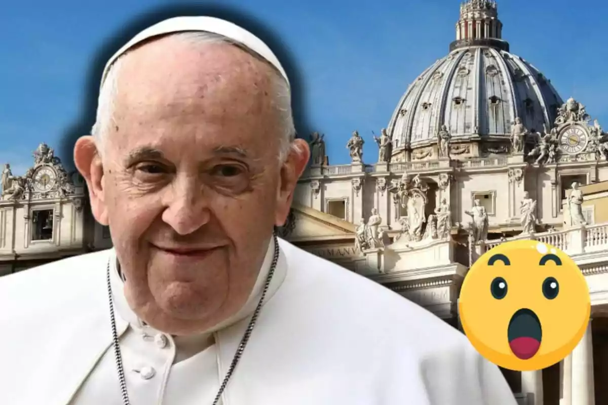 A man in religious attire in front of a historic building with a dome and a surprised emoji in the corner.