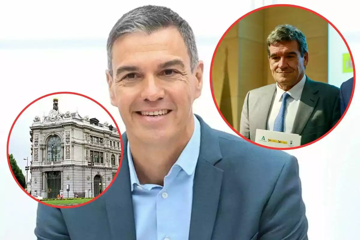 Un hombre sonriente con dos imágenes circulares superpuestas, una de un edificio histórico y otra de un hombre en traje.