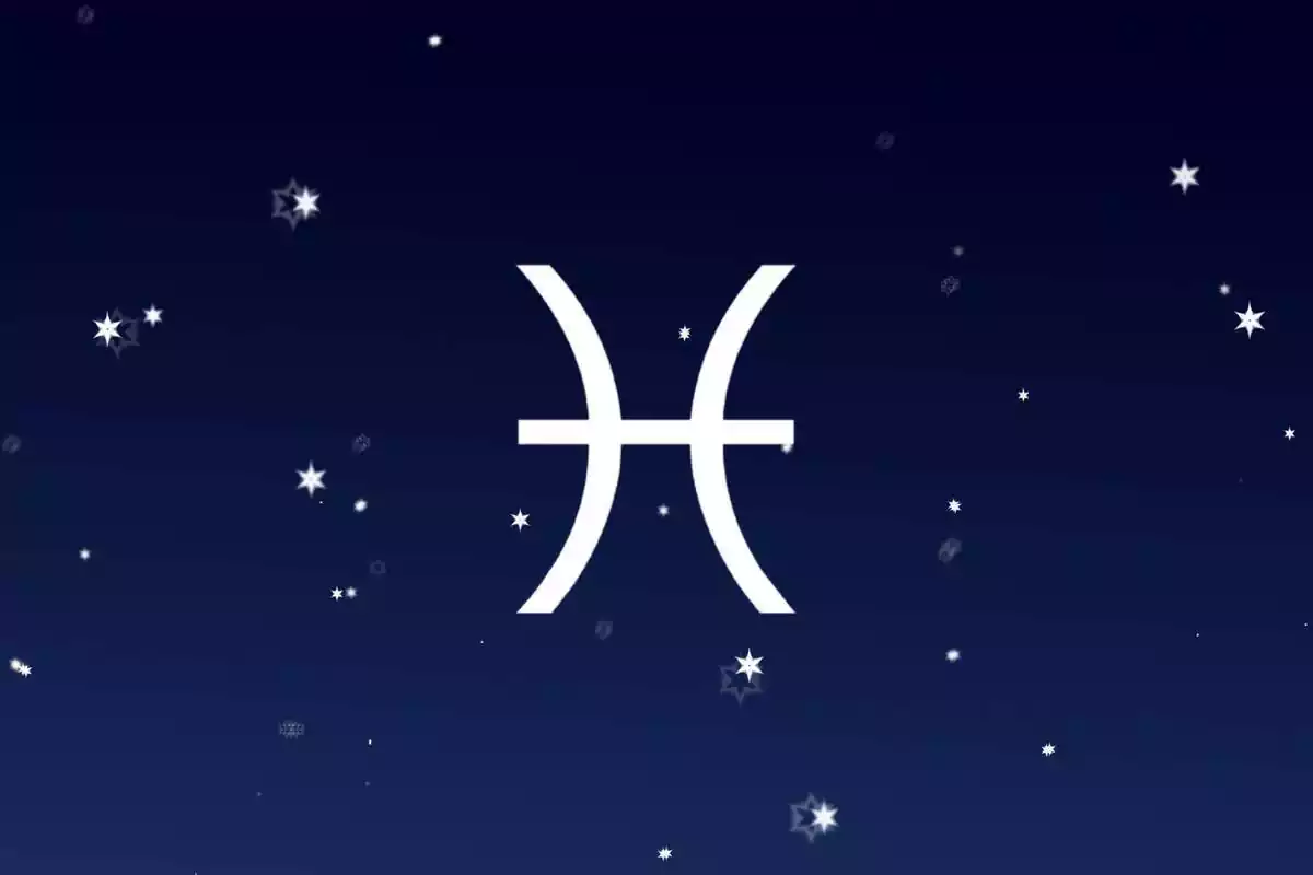 Signo del zodíaco Piscis con un cielo con estrellas de fondo