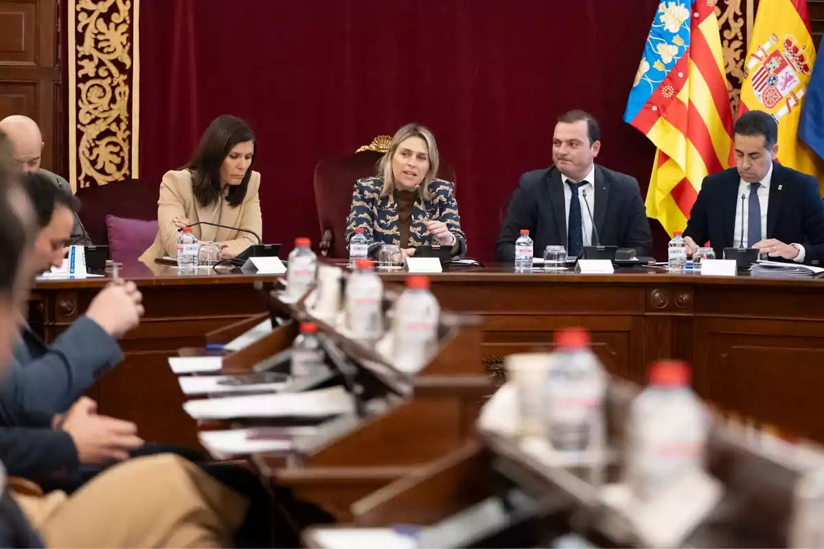 Marta Barrachina, presidenta de la Diputacion de Castellon, durante el pleno