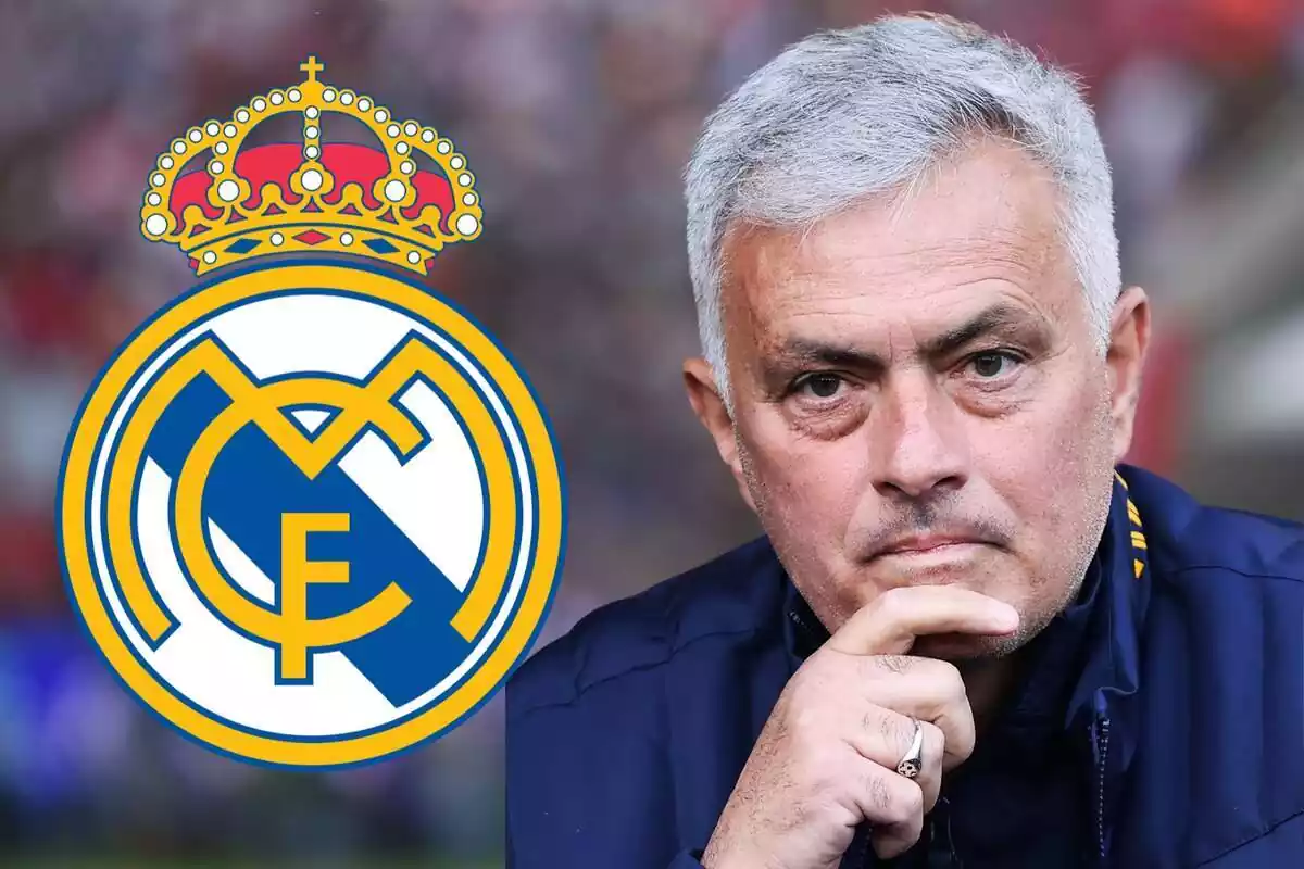 Montaje de Mourinho con el escudo del Real Madrid