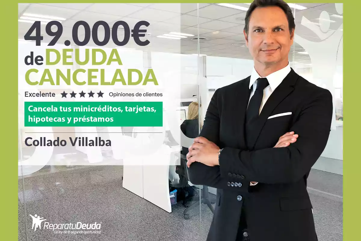 49.000€ de deuda cancelada, excelente opiniones de clientes, cancela tus minicréditos, tarjetas, hipotecas y préstamos, Collado Villalba, Repara tu Deuda, la ley de la segunda oportunidad.