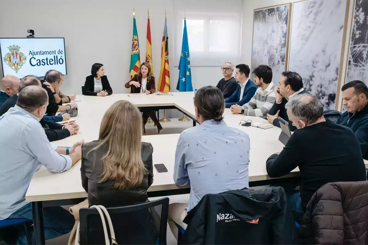 Begoña Carrasco, alcaldesa de Castellón, durante la reunión