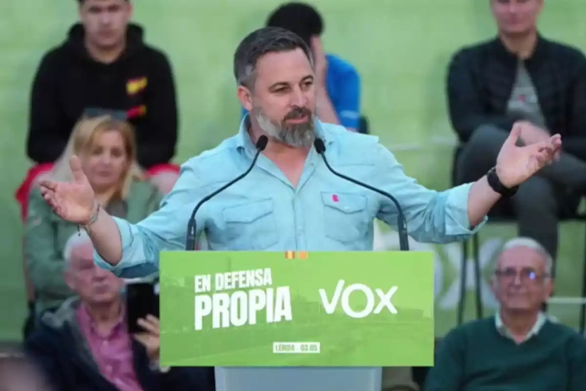 Santiago Abascal en un mitin de Vox en Cataluña
