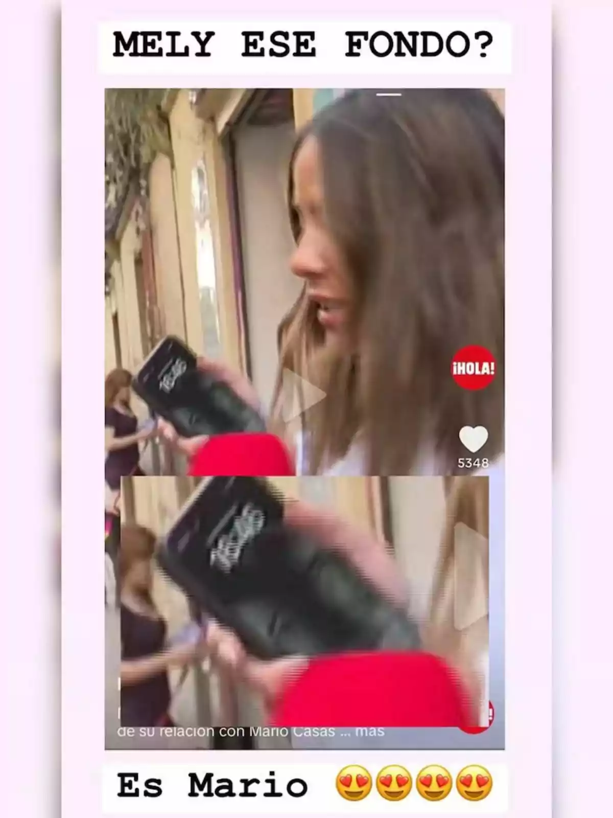 Melyssa Pinto mostrando la pantalla de su celular donde se ve el nombre Mario como fondo, acompañada de texto en la imagen que resalta el fondo del teléfono y emojis de corazones. Melyssa Pinto mostrando la pantalla de su celular donde se ve el nombre Mario como fondo, acompañada de texto en la imagen que resalta el fondo del teléfono y emojis de corazones.