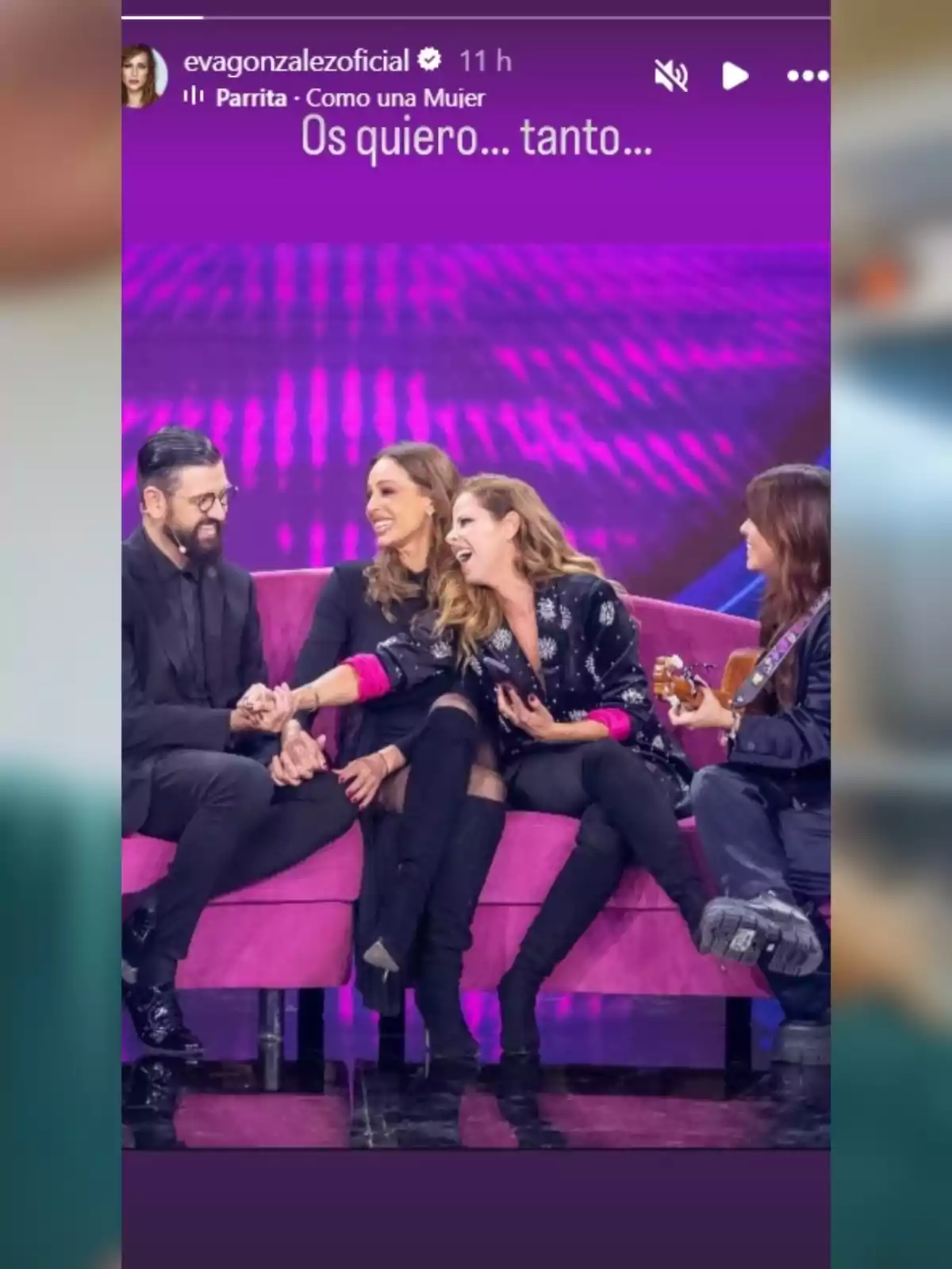 Story de Eva González donde ella aparece, en el programa 'Somos Música', junto a Manu Sánchez, Pastora Soler y Vanesa Martín Story de Eva González donde ella aparece, en el programa 'Somos Música', junto a Manu Sánchez, Pastora Soler y Vanesa Martín