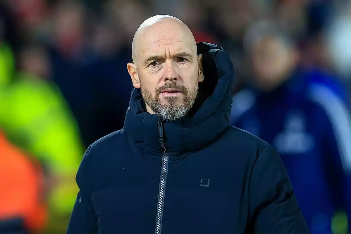 Erik ten Hag en primer plano