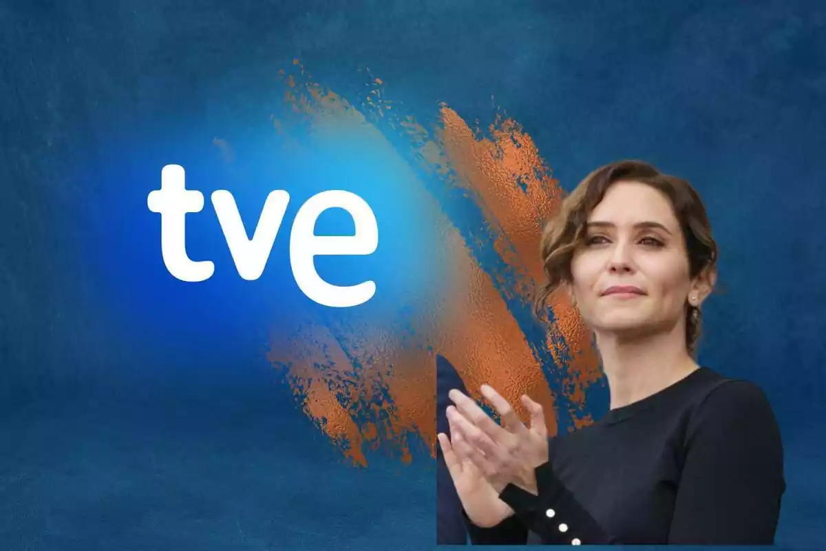 Collage de Isabel Díaz Ayuso junto al logo de TVE