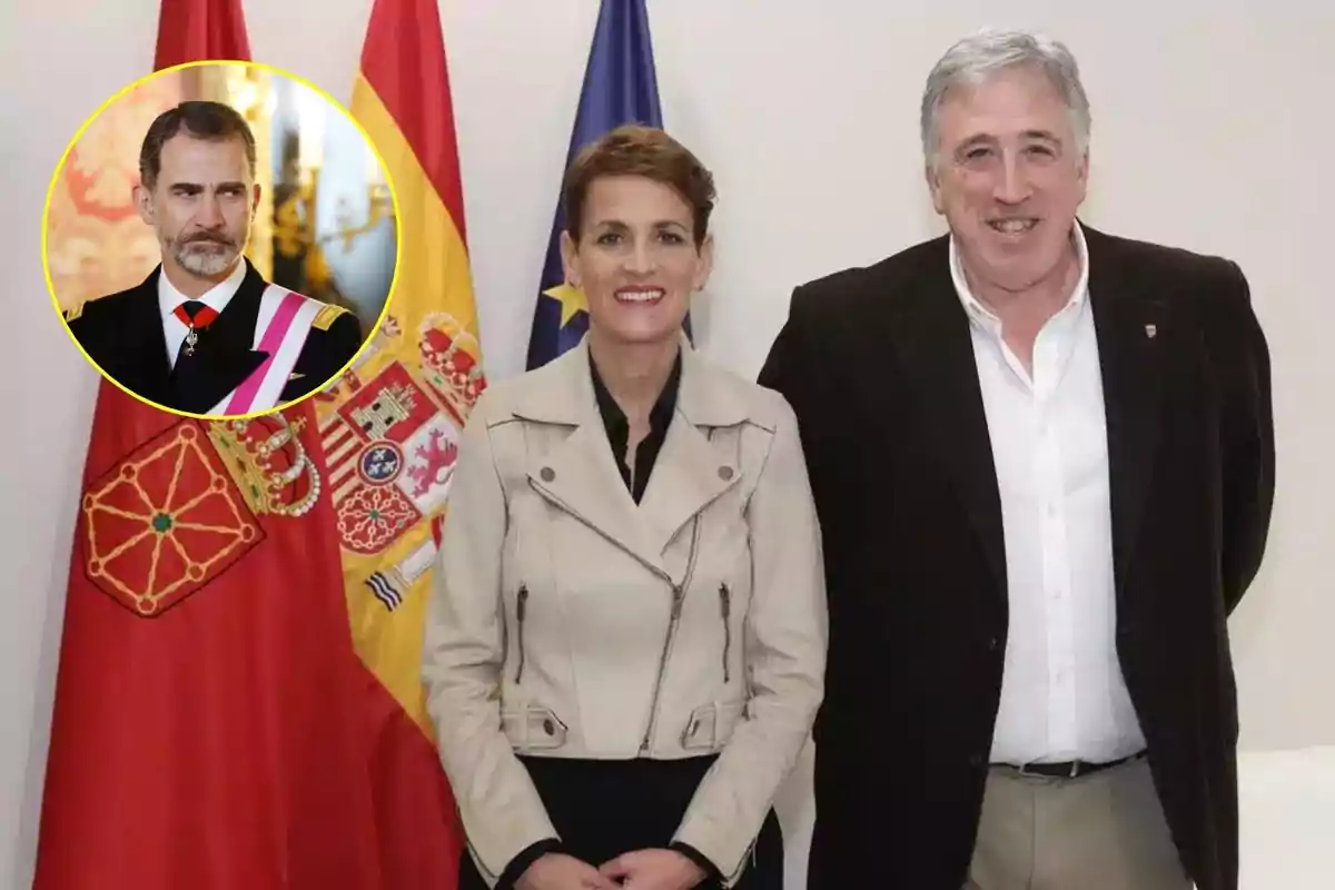 María Chivite posa junto a Joseba Asirón