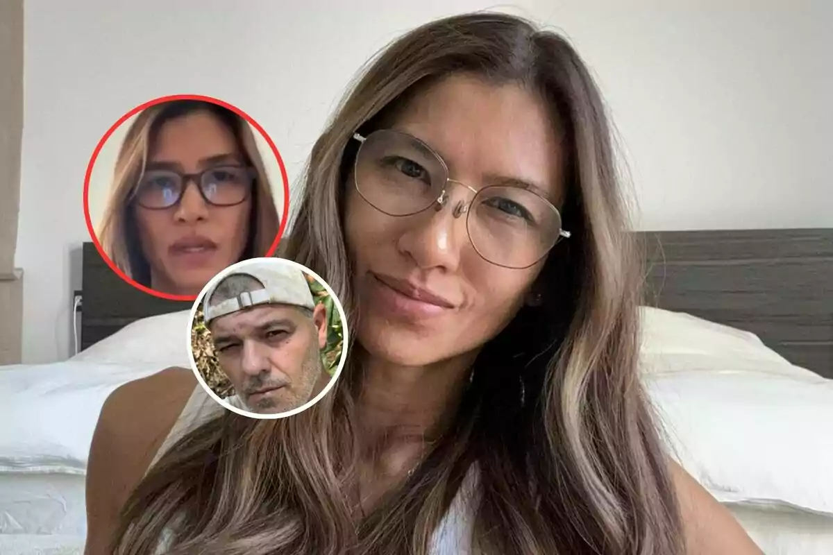 Una mujer con gafas sonríe a la cámara, con dos imágenes circulares superpuestas mostrando a otras dos personas.